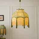 Ljojo French Medieval Style Green Fabric Tassel Pendant Lights Chandeliers for Living Room