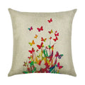 Ljojo Linen Butterfly Flower Sofa Cushion Cover 45*45 - Home Decor Printed Pillow Case