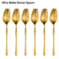 Ljojo 24-Piece Gold Stainless Steel Cutlery Set Flatware Knife Fork Spoon Mirror Matte
