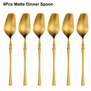 Ljojo 24-Piece Gold Stainless Steel Cutlery Set Flatware Knife Fork Spoon Mirror Matte
