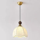 French Medieval Bedroom Chandelier Wood Fabric Pendant Lighting by Ljojo