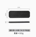 Ljojo 10" Black & White Rock Grain Ceramic Sushi Plate - Rectangular Dim Sum Plate