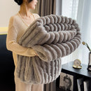Ljojo Luxury Rabbit Fur Throw Blanket for Cozy Warmth and Comfort