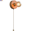 Ljojo LED Wall Lamp Pull Chain Switch Wood Stair Lighting Mirror Light