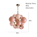 LED Pink Bubbles Glass Chandelier Modern Design Lighting Fixture for Villa Foyer Living Room by Ljojo
