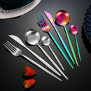 Ljojo 30-Piece Matte Stainless Steel Gold Dinnerware Set