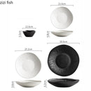 Ljojo Matte Striped Ceramic Deep Plate Set - Creative Tableware for Restaurants