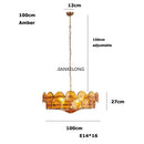 French Retro Brown Amber Glass Living Room Chandelier - New American Minimalist Luxury Pendant Light by Ljojo