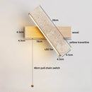 Ljojo LED Wall Light Mirror Stone Wood Wall Art Decor Bedroom Lamp