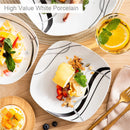 Ljojo 36-Piece Porcelain Ceramic Black Line Kitchen Tableware Set