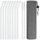 Glass Straws Set for Smoothies & Cocktails - Ljojo Eco-Friendly Reusable Straws