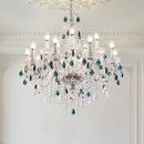 Ljojo Blue Crystal Chandelier Pendant Light - Luxury Glass Bedroom Decor Spiral Fixtures