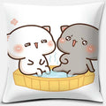 Cute Mocha Mochi Peach Cat Pillowcase for Sofa and Car Decor, Home by Ljojo, 45x45cm