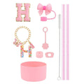 Ljojo 10-Piece Tumbler Accessories Set: Straw, Cover, Cap, Boot, Spill Proof Stopper, Letter Keychain, Charm, Sticker