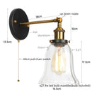 Ljojo Loft Rustic Clear Glass LED Wall Light - Industrial Style Iron Wall Lamp