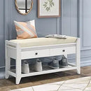 Ljojo™ Shoe Bench with Cushioned Seat, 2 Drawers, Slatted Shelf