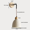 Ljojo LED Pull Chain Wall Sconce Cement Shade Wood Stair Light