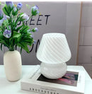 Glass LED Desk Light Mushroom Table Lamp Ljojo Korean Style Striped Bedside Lamp