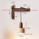 Ljojo Mid Century Modern LED Wall Light - Black Travertine Folding Bedside Lamp