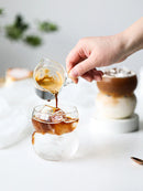 Ljojo 550ml Glass Coffee Cup Wavy Nordic Style Heat Resistant Tumbler Clip