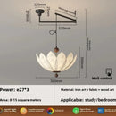 Ljojo Lotus Fabric Pendant Light for Bedroom Living Room Solid Wood Restaurant