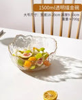 Ljojo 1500ml Glass Bowl for Household, Tableware, Fruit Dessert Plate, Gold-Plated Bowl