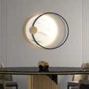 Ljojo Luxury Black Metal & Marble Round Wall Lamp for Bedroom Living Room Hotel