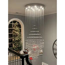 Ljojo Luxury Large Foyer Crystal Chandelier - Modern 12-Light Flush Mount Raindrop Fixture