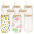 Ljojo 16oz Frosted & Clear Plastic Water Bottles Durable Reusable Portable DIY Drinkware