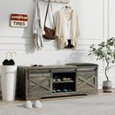 Modern White Shoe Bench with Sliding Barn Door by Ljojo™ - Entryway Storage with Adjustable Shelves
