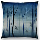 Cute Cat Moon Night Wonderland Witch Halloween Dance Pillow Cover by Ljojo
