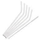 Ljojo Metal Drinking Straws Set - Eco-friendly Stainless Steel, 6pcs Bent Reusable Straw Kit