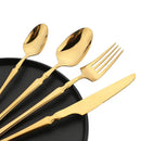 Ljojo 24-Piece Stainless Steel Cutlery Set: Black Silverware Flatware Fork Knife Spoon