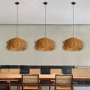 Hand Woven Rattan Pendant Lights | Wabi Sabi Straw Chandelier for Dining Room by Ljojo