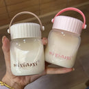 Ljojo 200ml Cute Glass Shaker Bottle for Coffee Juice Tea - Portable Kawaii Glass Cup