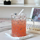 Ljojo 1000ml Glass Tumbler with Lid and Straw – Versatile Kawaii Drinkware