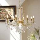 French Luxury Copper Candle Led E14 Chandelier | Elegant Crystal Pendant Lights - Ljojo