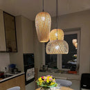 GEW Classic HandWoven Bamboo Lantern Pendant Lamp by Ljojo - Natural Rattan Wicker Chandelier Lighting.