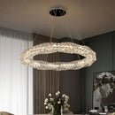Ljojo Luxury Crystal Chandelier Pendant Lights - Remote Control Dimmable Modern Round LED Luminarias