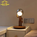 Cartoon Moon Table Lamp USB Rechargeable Solid Wood Dimming Desk Light for Bedroom by Ljojo