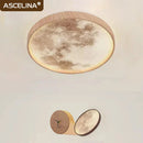 LED Moon Walnut Ceiling Light 26/34CM by Ljojo for Bedroom Living Room Home Decor