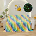 Ljojo Luminous Rainbow Unicorn Pegasus Star Flannel Blanket - Machine Washable Printing and Dyeing Blanket
