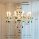 French Green Crystal Chandeliers Luxury Glass Pendant Lights by Ljojo for Living & Dining Rooms