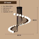 Ljojo Spiral Wrought Iron Chandelier Multi Head Pendant Light for Living Room & Staircase