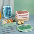 Ljojo 3-Compartment Lunch Box with Utensils, Leak-Proof & Durable Plastic Containers