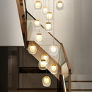 Ljojo Luxury Crystal Staircase Chandelier in Gold for Dining Room & Hallway