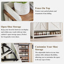 Ljojo™ Farmhouse Shoe Storage Cabinet: 2 Flip Drawers, Sliding Door, Rustic Hidden Organizer