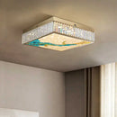 Ljojo Chinese Style Enamel Ceiling Lamp Modern Villa Glossy Crystal LED Decoration