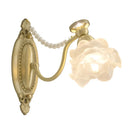 French Cream Style Wall Lamp with Flower Pearls for Bedroom from Ljojo