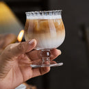Ljojo 200ml Clear Ripple Glass Coffee Cup High Foot Handcrafted Juice Bar Cocktail Cup